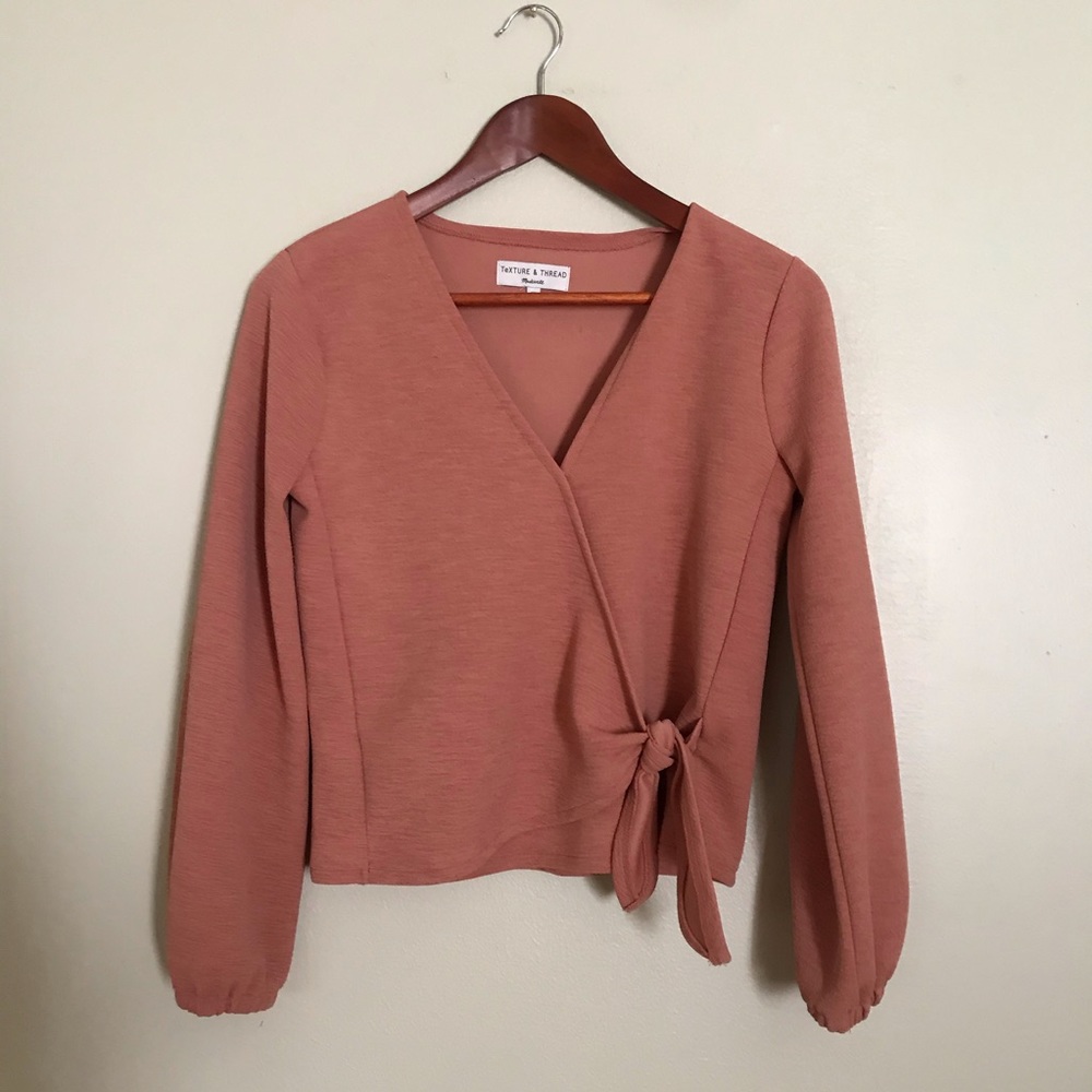 Madewell Texture & Thread Wrap Top in Blush